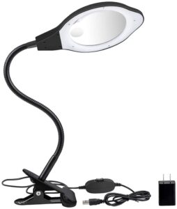 Dylviw Bright Light Desk Gooseneck Magnifier Lamp